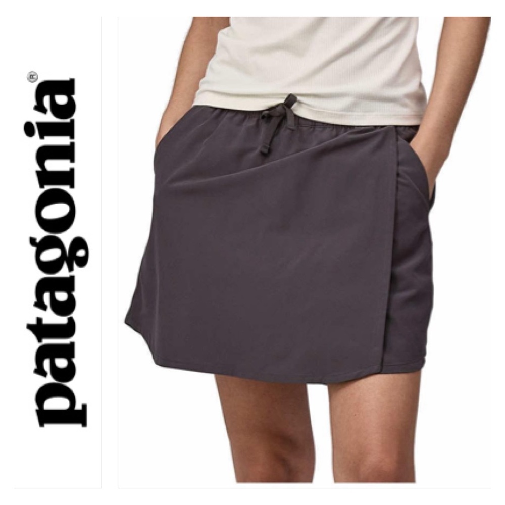 Patagonia Women's Fleetwith Skort Skirt Shorts Size XL Stretch Black Zip Pocket